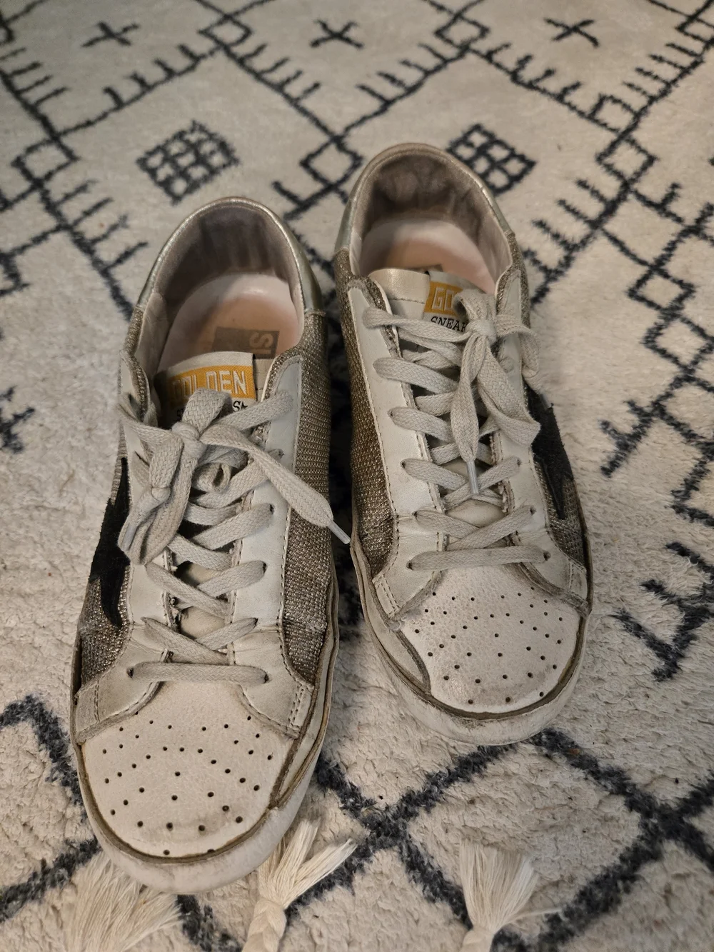 Golden Goose Style Beige Suede Sneakers with Black Star